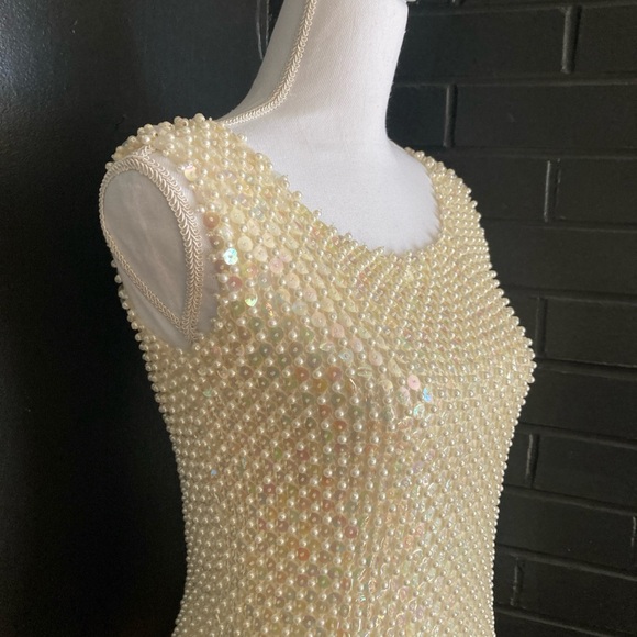 Vintage Pearl & Sequin Hand Beaded Wool Shell Tank Hong Kong WPL 3526 50’s/60's - Picture 4 of 15